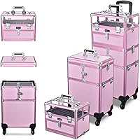 Byootique 2in1 Nail Polish Organizer Rolling Makeup Train Case (Pink) — image 2