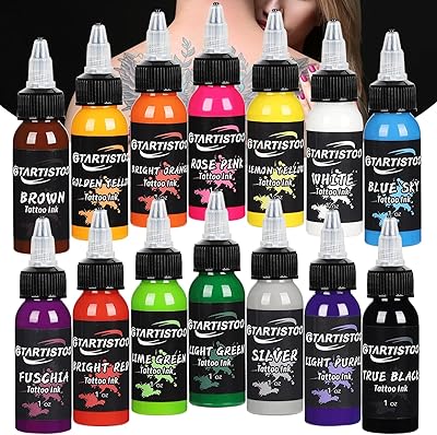 GTARTISTOO Professional Tattoo Ink Set 14 Colors 30ml