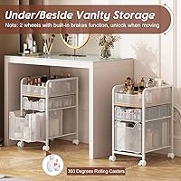 Hongtamoya Rolling Makeup Cart Organizer with 2 Drawers, White — image 3