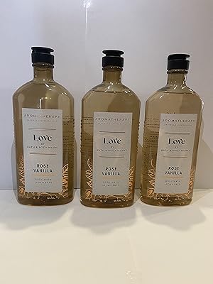 Bath & Body Works Aromatherapy Love Rose Vanilla Body Wash & Foam Bath 10 fl oz (3 Pack)