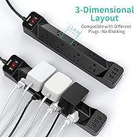 SUPERDANNY 16.5FT Power Strip Surge Protector with USB — image 3