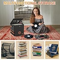 Adworte Vinyl Record Storage Box with Lock, Fireproof & Water Resistant, Holds 100+ Records — image 5