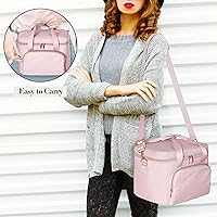 Travel Makeup Bag with 2 Pouches, Adjustable Dividers, Pink — image 6