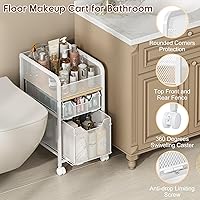 Hongtamoya Rolling Makeup Cart Organizer with 2 Drawers, White — image 5