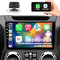 KUFUESGGERTA Car Stereo Radio for Jeep Wrangler JK Compass Grand Cherokee Dodge Ram 1500, Android 13, 10-inch Touchscreen — image 1