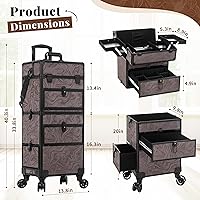 AROUS Rolling Makeup Train Case with 3 Drawers — image 2