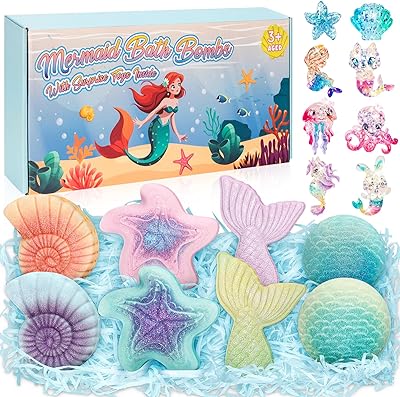 Toidgy Mermaid Bath Bombs for Kids with Surprise Toys Inside, 8 Pcs