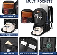 Banlole 17.3 Inch Travel Laptop Backpack with Shoe Compartment — image 4