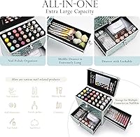 FRENESSA Extra Large Makeup Organizer with Drawer, Mirror, Dividers - Watery Blue — image 3