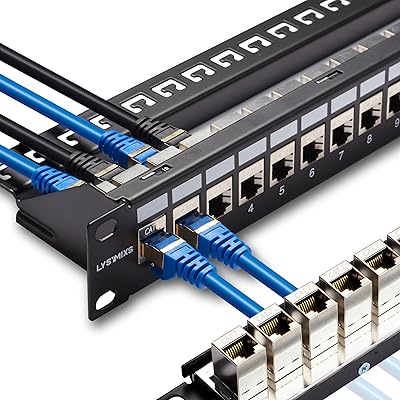 Lysymixs 24 Port RJ45 Patch Panel Cat7 STP Feed Through