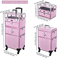 Byootique 2in1 Nail Polish Organizer Rolling Makeup Train Case (Pink) — image 9