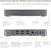 StarTech USB-C / USB-A Hybrid Docking Station for MacBook Pro/Air & Windows - Triple 4K 60Hz HDMI/DP, 85W Power Delivery — image 3