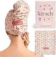 Kitsch XL Microfiber Hair Towel Wrap – Cherry Print, 40x24 inches — image 1