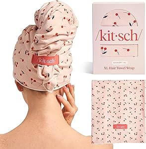 Kitsch XL Microfiber Hair Towel Wrap – Cherry Print, 40x24 inches Review