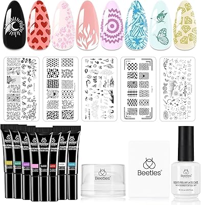 Beetles Nail Stamp Gel 16Pcs French Tip Nail Stamp Kit