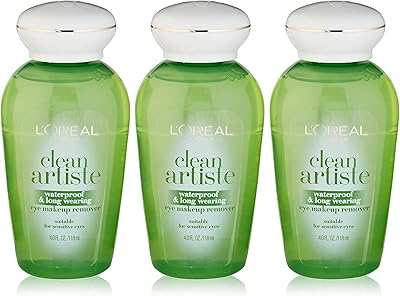 L'Oreal Paris Clean Artiste Waterproof & Long Wearing Eye Makeup Remover 4 oz (Pack of 3)