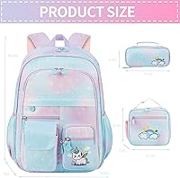 School Backpack for Girls Rainbow Backpack with Pencil Case — image 3