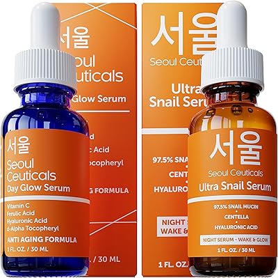SeoulCeuticals Korean Skin Care Day & Night Serum Set