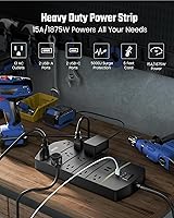 SUPERDANNY 5000 Joules Surge Protector Power Strip with 13 AC Outlets and 4 USB Ports — image 3