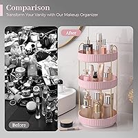 Aveniee 360 Rotating Makeup Organizer, Pink, 3-Tier — image 3