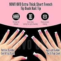 NOVO OVO Short Duck Nail Tips French Tip Press On Rose Pink with Glitter — image 2