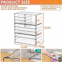 Yieach 3 Pack Clear Storage Drawers with 10 Drawers — image 3