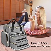 YOREPEK Nail Polish Organizer Case, Grey, Holds 96 Bottles — image 7