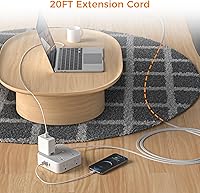 TESSAN TS-1026-C Flat Plug 20 FT Extension Cord Surge Protector with 8 AC Outlets and 3 USB Ports — image 2
