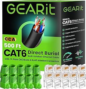 GEARit RJ45 Cat-6 Ethernet Patch Cable DIY Bulk Kit 500ft