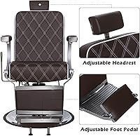 BarberPub Heavy Duty Vintage Barber Chair 3825 - Brown — image 4