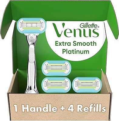 Gillette Venus Platinum Extra Smooth Razor Handle + 4 Blade Refills