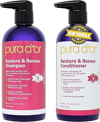 PURA D'OR Restore & Renew Shampoo and Conditioner Set