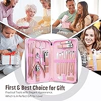 UMEINAC TECH Professional Manicure Set - 21 in 1 Nail Care Kit, Pink — image 6