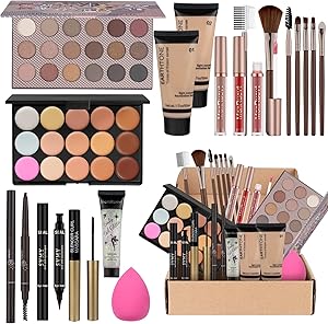 MONRUEVT Makeup Kit for Teens and Women, 18-Color Eyeshadow Palette, Lipgloss, Mascara, Concealer, Full Set