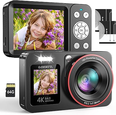 DEATTI CV01 Digital Camera 64MP 4K with Dual Screens