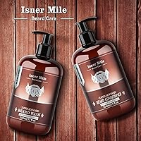 ISNER MILE Beard Wash & Conditioner Set - 17oz Biotin, Argan & Jojoba Oils, Sandalwood Scent — image 8