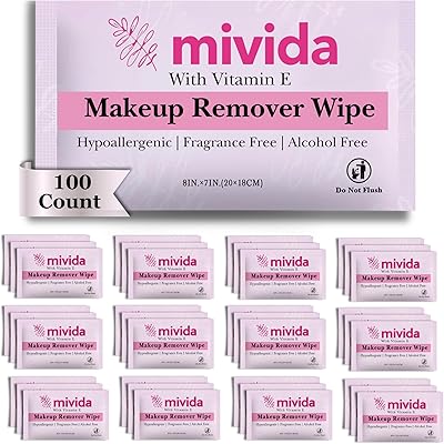 mivida Makeup Remover Wipes with Vitamin E - 100 Count