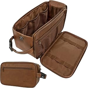 PAVILIA Toiletry Bag for Men, XL Brown