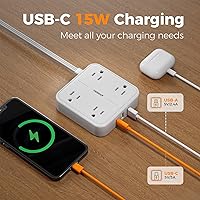 TESSAN Surge Protector Flat Extension Cord 5FT with 4 Outlets & 3 USB Ports — image 3