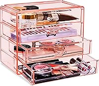 Sorbus 4-Drawer Acrylic Makeup Organizer – Pink — image 1