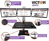 Victor DC475 High Rise Electric Triple Monitor Standing Desk Converter — image 7