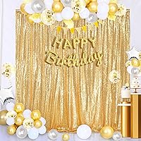 QueenDream 8ft x 8ft Gold Sequin Backdrop Curtain — image 3