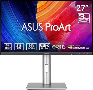 ASUS ProArt Display PA27JCV 27” 5K HDR Professional Monitor
