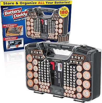Ontel Battery Daddy 180-Battery Storage Organizer with Tester