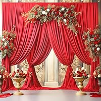 Tao-Ge 4 Panels Red Backdrop Curtains 5' x 12' for Photography & Event Decorations — image 2