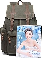 KAUKKO Vintage Casual Canvas and Leather Rucksack Backpack — image 8