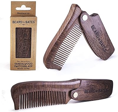 Beard & Bates The Sandalwood Switchblade Folding Wooden Beard Comb