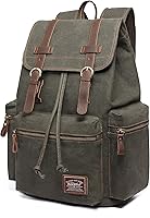 KAUKKO Vintage Casual Canvas and Leather Rucksack Backpack — image 3