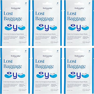BioRepublic Lost Baggage Biocellulose Under-Eye Masks Pack of 6