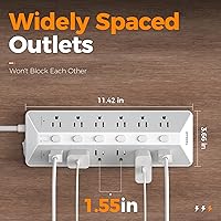 TESSAN Surge Protector Power Strip with 6 Individual Switches, 12 Outlets, 6 FT Cord — image 7